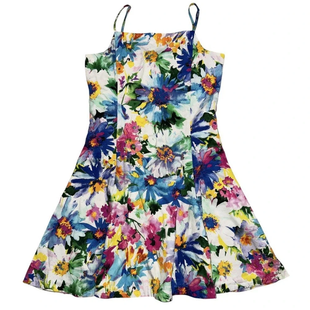 Girls Ralph Lauren Size 16 Colorful Floral Print Fit & Flare Summer Dress